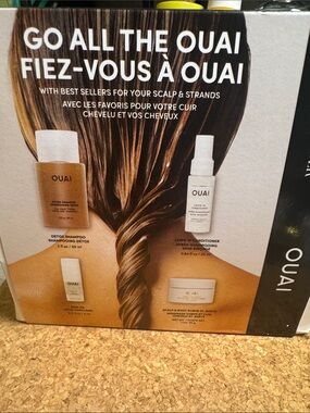 OUAI Neutral Beige & White Haircare Kit Visual